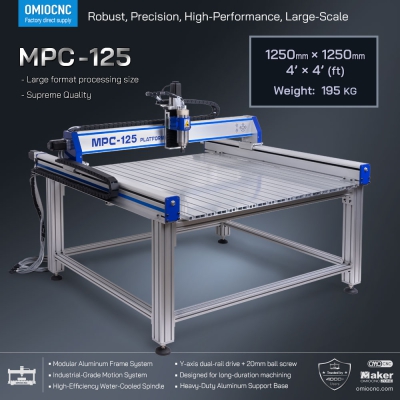 OMIOCNC MPC-125 Large-Format 4x4ft CNC Router | 1250×1250mm Industrial Machining 