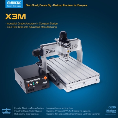 OMIOCNC X3M Desktop CNC Engraving Machine – Precision 3-Axis CNC Router for Wood, PCB & Soft Metals