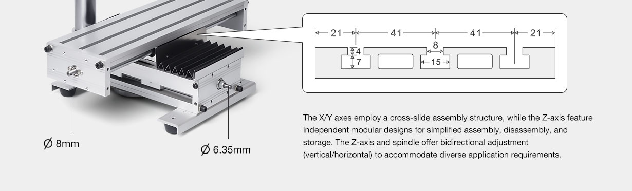 GJ-21Y CNC router mechanical kit – additional dimension view