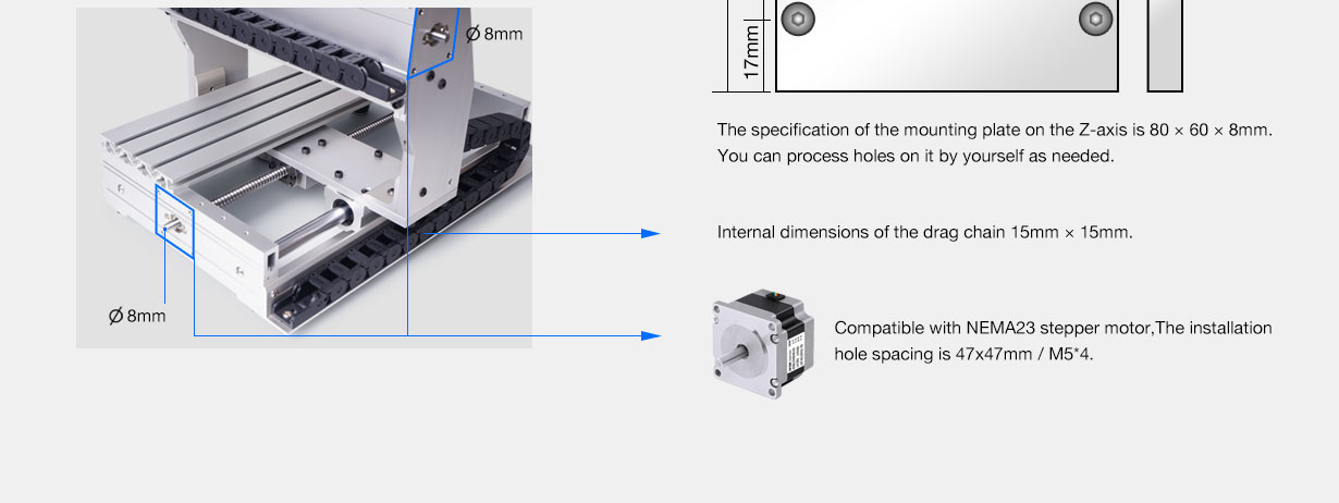 GJ-3020 and GJ-3030 CNC router mechanical kit – mounting hole layout