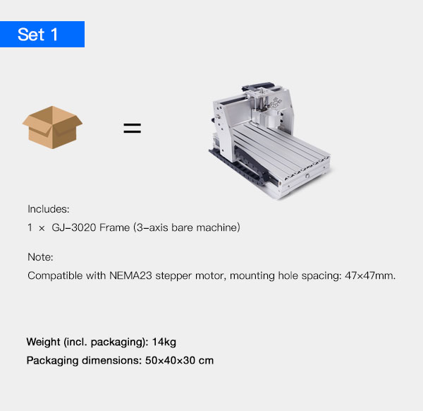GJ-3020 CNC router mechanical kit set 1 – main structural components