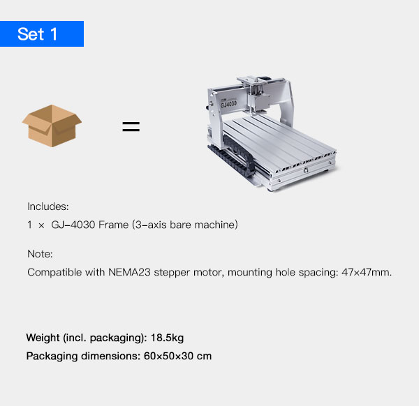 GJ-4030 CNC router mechanical kit set 1 – main structural components
