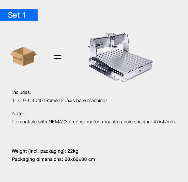 GJ-4040 CNC router mechanical kit set 1 – main structural components