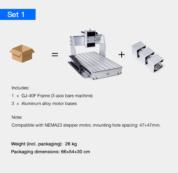 GJ-40F CNC router mechanical kit set 1 – main structural components