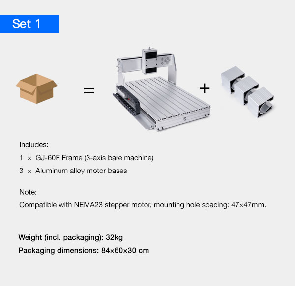 GJ-60F CNC router mechanical kit set 1 – main structural components