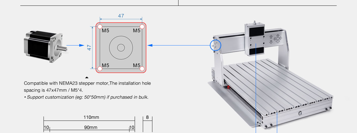GJ-40F and GJ-60F CNC router mechanical kit – detailed dimension drawing