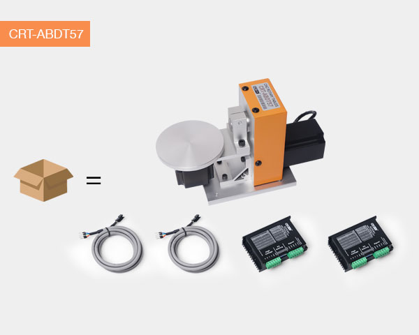CRT-ABDT57 CNC rotary table packing list with stepper drivers and cables