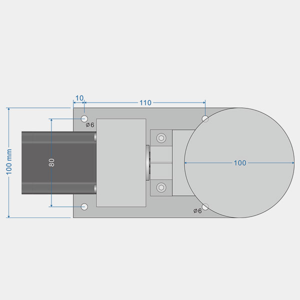 CRT-ABDT57 CNC rotary table dimensions drawing – base view