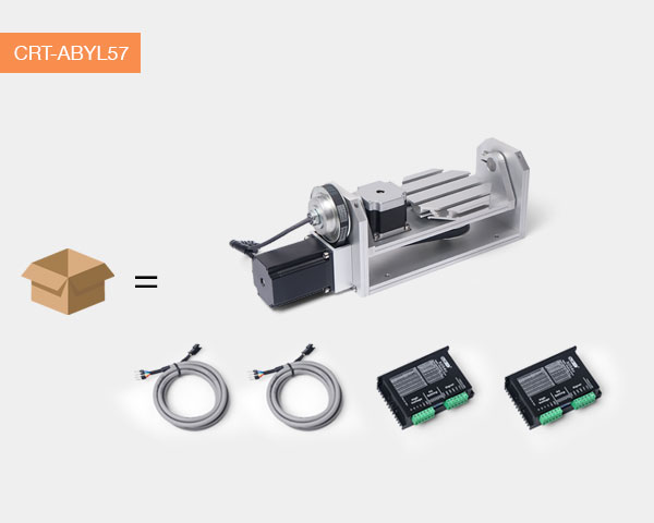 CRT-ABYL57 CNC rotary table packing list with stepper drives and cables