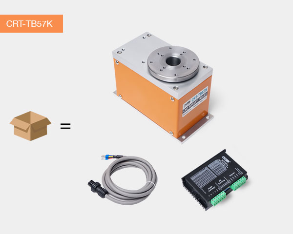 CRT-TB57K CNC rotary table packing list with stepper drive and cable