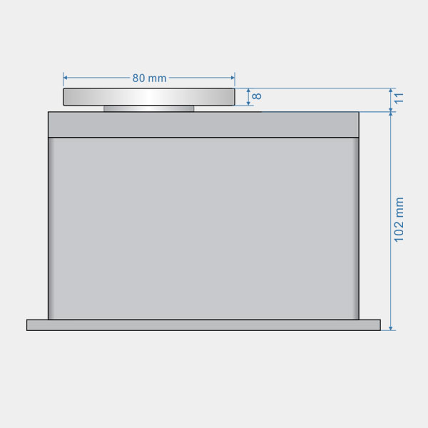 CRT-TB57K CNC rotary table dimensions drawing – front view