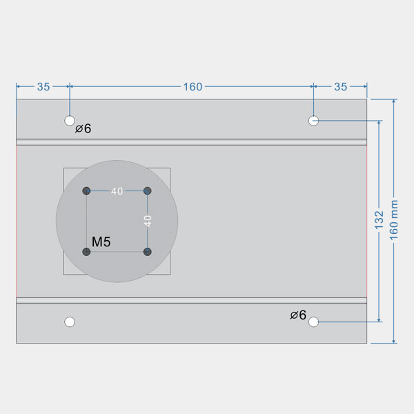 CRT-TB86K CNC rotary table dimensions drawing – base view