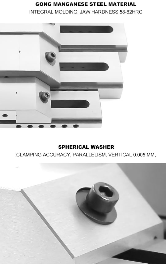 OMIOCNC QKG vise quality and material - high manganese steel 58-62HRC