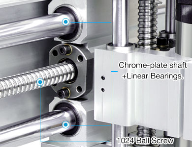 X3M desktop CNC machine chrome-plate shaft and linear bearings for smooth motion