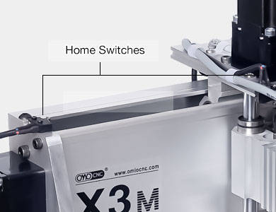 X3M desktop CNC machine XYZ-axis home switches and T-slot table