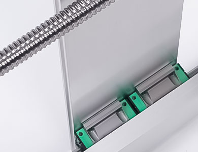 X8-2200L Y-axis with dual H20 square linear guides and 2005 ball screw