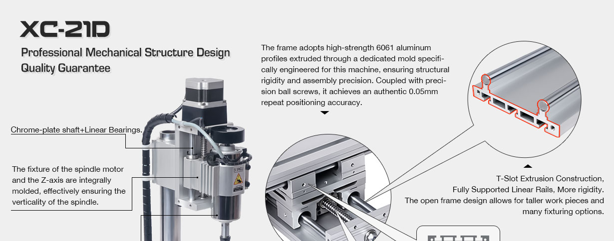 XC-21D compact industrial CNC router machine features overview
