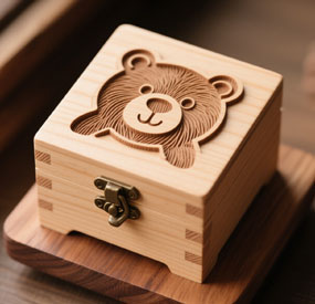 XC-21D compact CNC router producing a decorative wooden craft box