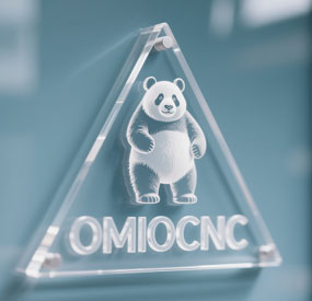 XC-21D compact CNC router engraving a clear acrylic nameplate